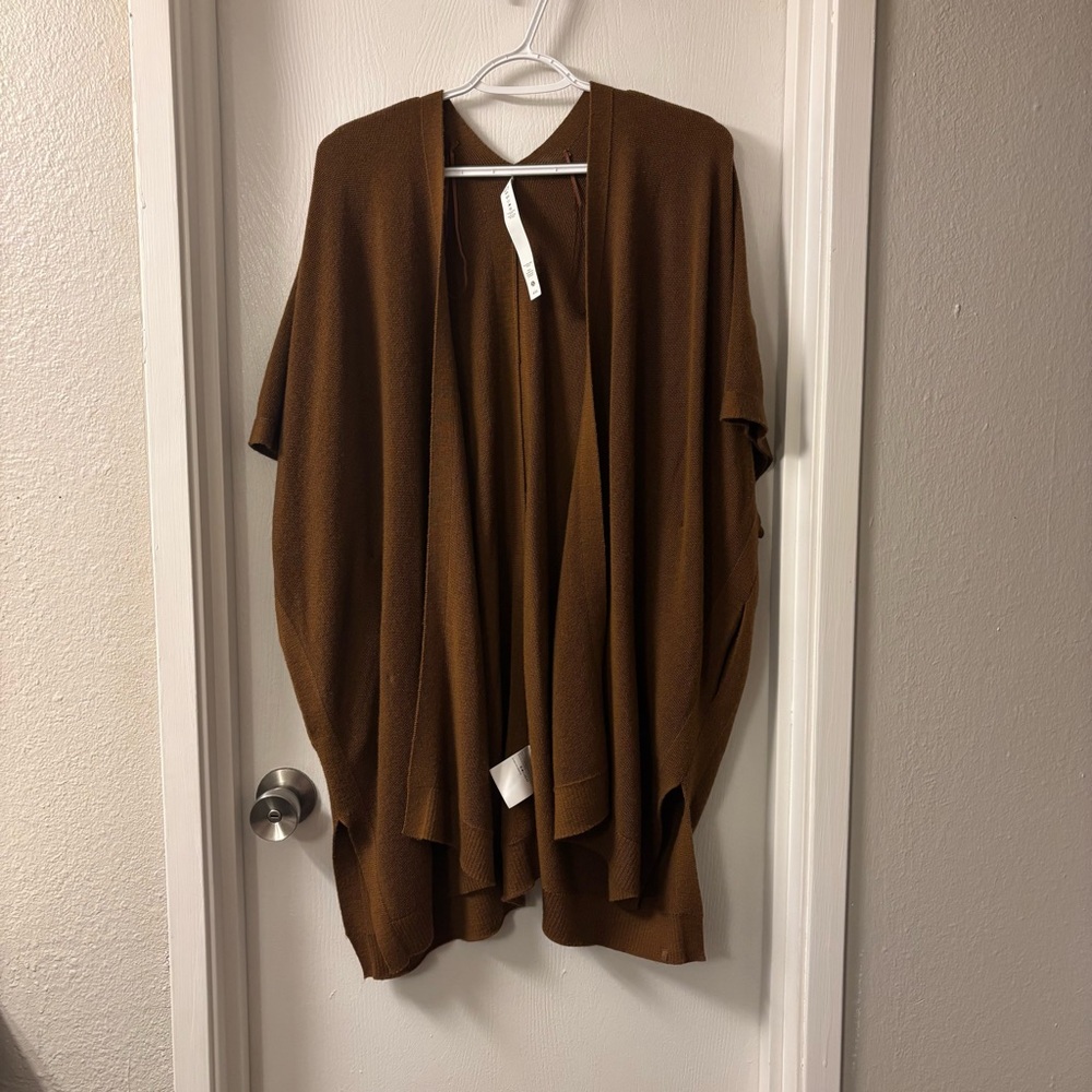 Lululemon Brown Open Front Short-Sleeved Cardigan Shrug